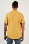 پیراهن جیبی یقه دکمه ای 100% کتان CF21S111153 مردانه رنگ زرد  ال سی وایکیکی