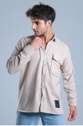 پیراهن تک جیبی چوب بری MAR 4155 مردانه کرم رنگ  ال سی وایکیکی