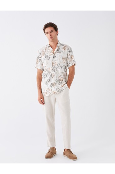 پیراهن مردانه ویسکوز با مدل آستین کوتاه ساده مردانه رنگ بژ  ال سی وایکیکی