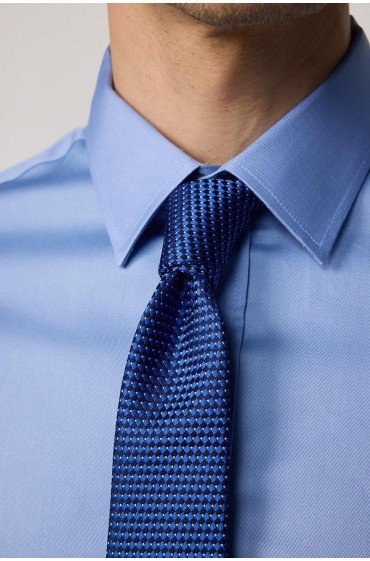 پیراهن مردانه لایکرا آبی نخی سری Slim Fit Premium مردانه آبی  ال سی وایکیکی