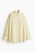 پیراهن ابریشم ترکیبی زنانه راه راه زرد روشن / سنجاق اچ اند ام