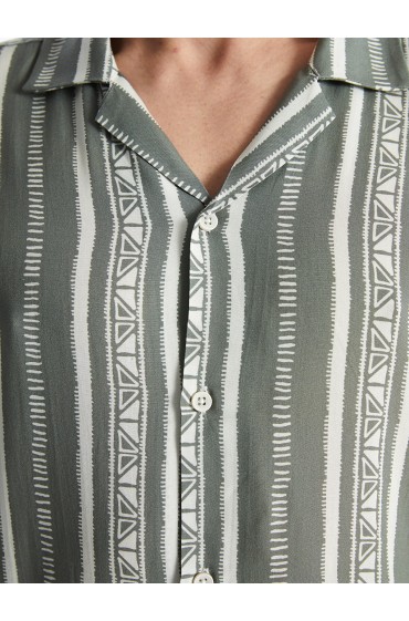 پیراهن مردانه ویسکوز با مدل آستین کوتاه ساده مردانه چاپ سبز  ال سی وایکیکی