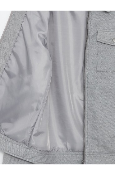 کت تک مردانه یقه پیراهن قالبی استاندارد مردانه ملانژ خاکستری  ال سی وایکیکی