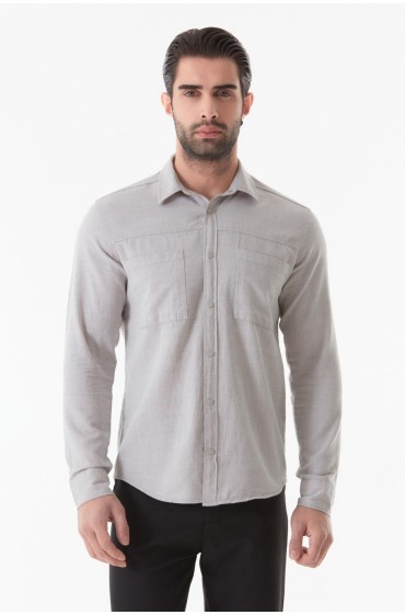 پیراهن با جیب اسنپ مردانه استخوانی  ال سی وایکیکی