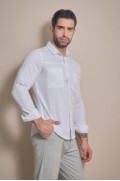 پیراهن با جیب اسنپ مردانه سفید  ال سی وایکیکی