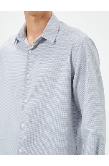 پیراهن بیسیک یقه کلاسیک مینیمال طرح دار غیر آهنی مردانه طرح آبی تیره  کوتون