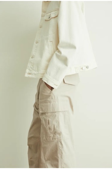 شلوار پارچه ای جیبدار Ripstop با فیت معمولی مردانه بژ روشن اچ اند ام