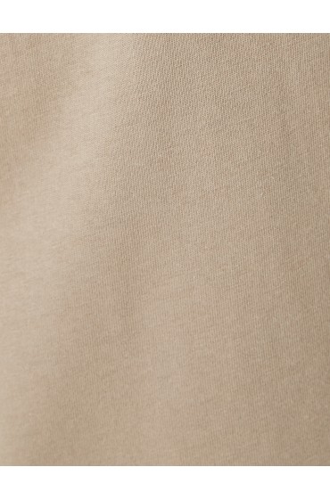 تیشرت یقه گرد آستین کوتاه دوزی شده جیبی مردانه خاکی  کوتون