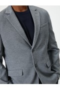 کت تک کت تک با جیب دکمه دار اسلیم فیت با جزئیات مردانه خاکستری  کوتون