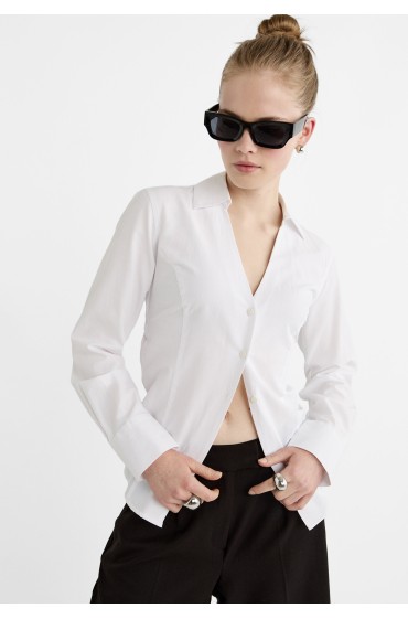 پیراهن پوپلین با پشت باز زنانه سفید استرادیوریوس