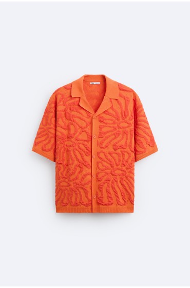 پیراهن بافتنی ژاکارد برجسته مردانه نارنجی  زارا