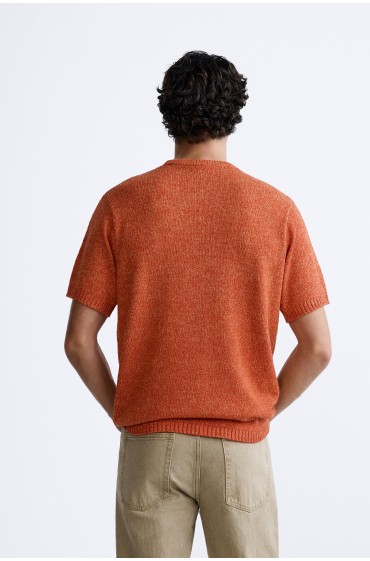 تیشرت بافتنی جیب دار مردانه نارنجی  زارا