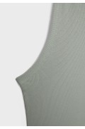 تاپ آستین حلقه ای ، یقه گرد با پارچه برجسته ای بیسیک زنانه خاکی استرادیوریوس