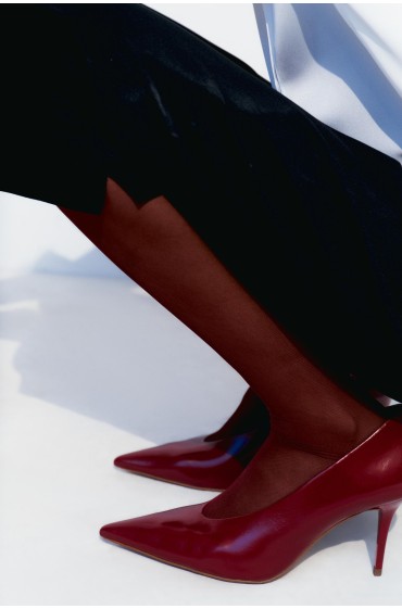 کفش پاشنه بلند چرمی زنانه قرمز زارا