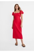 لباس شب میدی با آستین های پفی کوتاه زنانه قرمز استرادیوریوس
