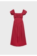 لباس شب میدی با آستین های پفی کوتاه زنانه قرمز استرادیوریوس