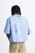 پیراهن راه راه طرح گرافیکی مردانه آبی آسمانی  زارا