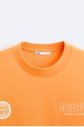 تیشرت با چاپ دورنگ مردانه نارنجی  زارا