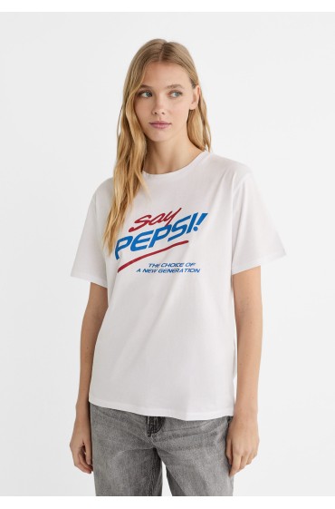 تیشرت گرافیکی نوشته پپسی زنانه سفید استرادیوریوس