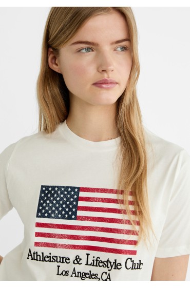 تیشرت سفید با چاپ پرچم آمریکا زنانه استرادیوریوس