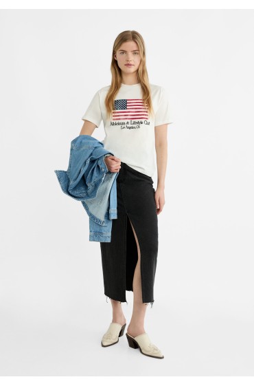 تیشرت سفید با چاپ پرچم آمریکا زنانه استرادیوریوس