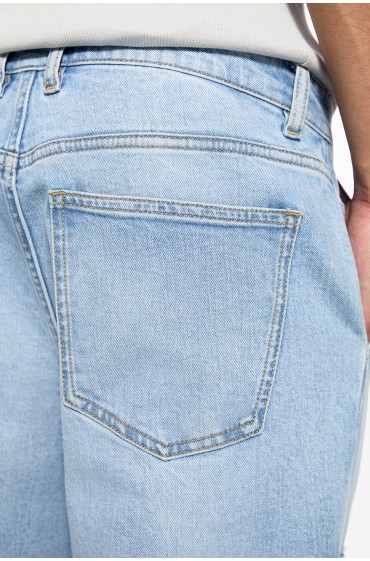 شلوار جین جیبدار با فیت استاندارد مردانه نیلی کم رنگ پل اند بیر