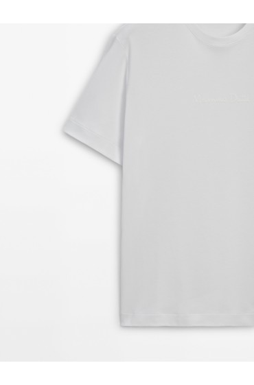 تیشرت آستین کوتاه با جزئیات لوگو مردانه سفید ماسیمودوتی