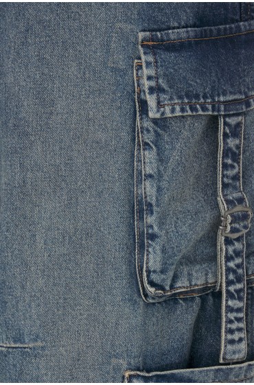 شلوار جین جیبدار با چند جیب زنانه آبی تیره پل اند بیر