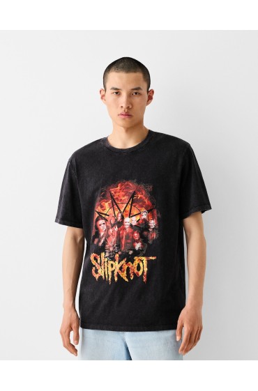 تیشرت آستین کوتاه با چاپ Slipknot مردانه مشکی برشکا