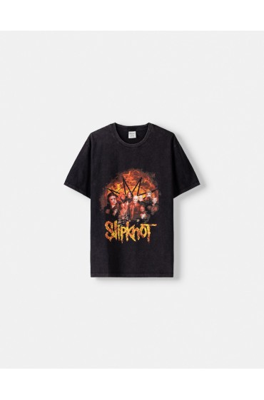 تیشرت آستین کوتاه با چاپ Slipknot مردانه مشکی برشکا