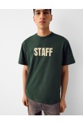 تیشرت چاپی آستین کوتاه باکسی فیت مردانه سبز برشکا