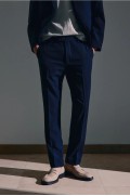 شلوار Slim Fit Seersucker Suit مردانه آبی سرمه ای اچ اند ام