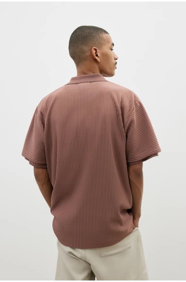 پیراهن چین دار گشاد مردانه رنگ آجری اچ اند ام