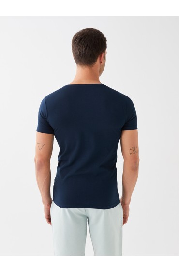 زیر پیراهن آستین کوتاه مردانه یقه گرد مردانه آبی سرمه ای  ال سی وایکیکی
