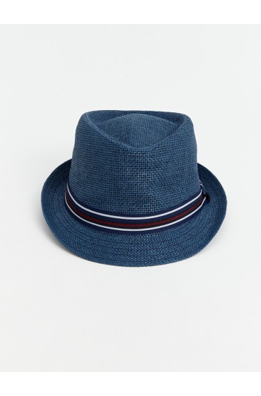 کلاه فدورا مردانه طرح دار مردانه آبی سرمه ای  ال سی وایکیکی