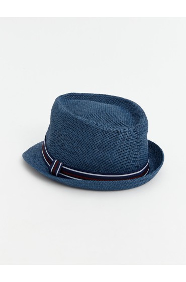 کلاه فدورا مردانه طرح دار مردانه آبی سرمه ای  ال سی وایکیکی