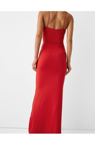 لباس شب میدی بند دار با پاپیون زنانه قرمز برشکا