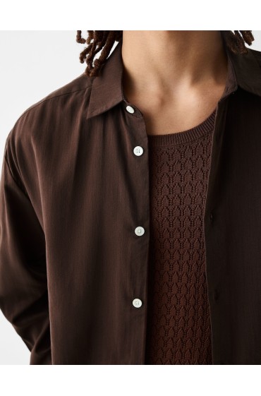 پیراهن آستین بلند مردانه قهوه ای برشکا