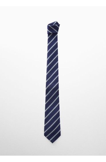 کراوات ترکیبی پشمی راه راه مردانه آبی سرمه ای منگو