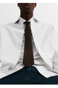 کراوات کتان مردانه قهوه ای منگو