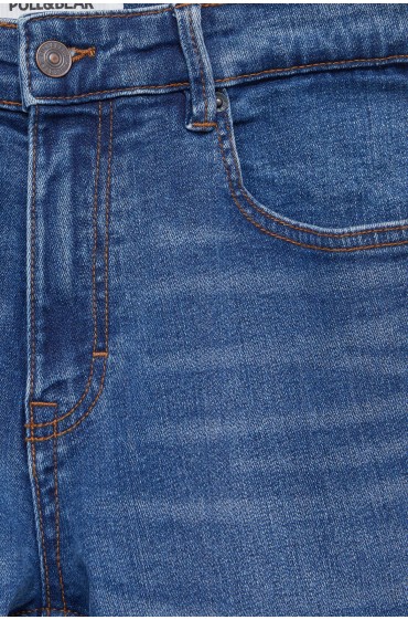 شلوار جین سوپر جذب مردانه آبی متوسط پل اند بیر