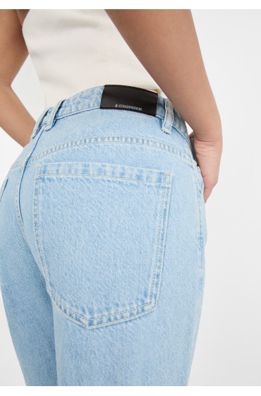 شلوار جین راسته با بدلیجات زنانه جین متوسط ​​آبی روشن استرادیوریوس