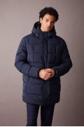 Slim Fit Water Repulent Hooded Faux Fur Lined Coat Puffer Parka مردانه آبی سرمه ای  دیفکتو