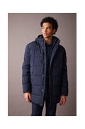 Slim Fit Water Repulent Hooded Faux Fur Lined Coat Puffer Parka مردانه آبی سرمه ای  دیفکتو