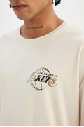 تیشرت آستین کوتاه DeFactoFit NBA Los Lakers Fit Heavy Fabric DeFactoFit مردانه استخوانی  دیفکتو