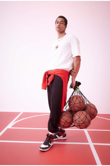 تیشرت آستین کوتاه یقه کوتاه DeFactoFit NBA Chicago Bulls Oversize Fit Crew مردانه اکرو  دیفکتو