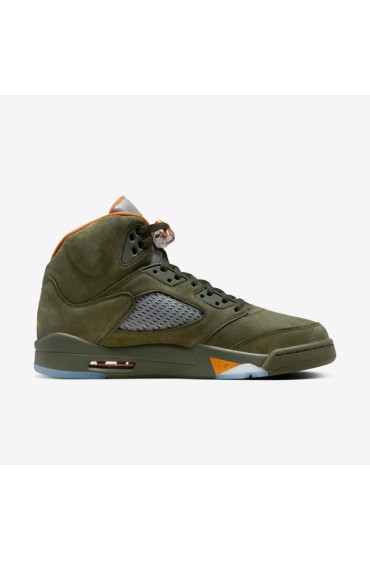 کتونی جردن مدل Air Jordan 5 Retro رنگ زیتونی ارتشی/پرتقال خورشیدی مردانه نایک