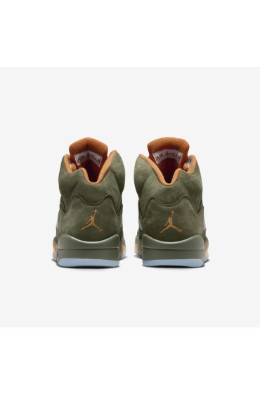 کتونی جردن مدل Air Jordan 5 Retro رنگ زیتونی ارتشی/پرتقال خورشیدی مردانه نایک