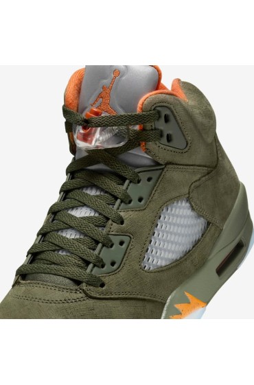 کتونی جردن مدل Air Jordan 5 Retro رنگ زیتونی ارتشی/پرتقال خورشیدی مردانه نایک