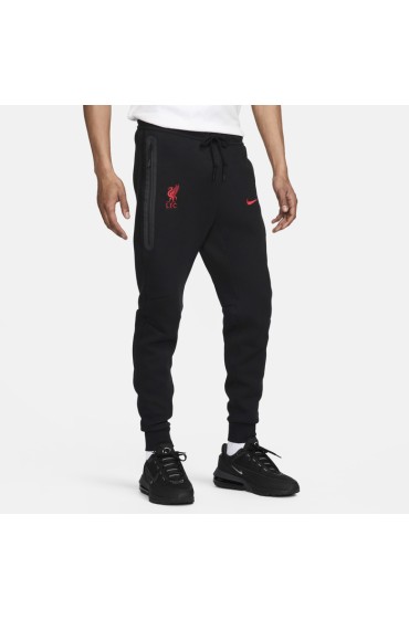 شلوار ورزشی مدل لیورپول FC Tech Fleece رنگ مشکی/مشکی/قرمز ورزشی مردانه نایک